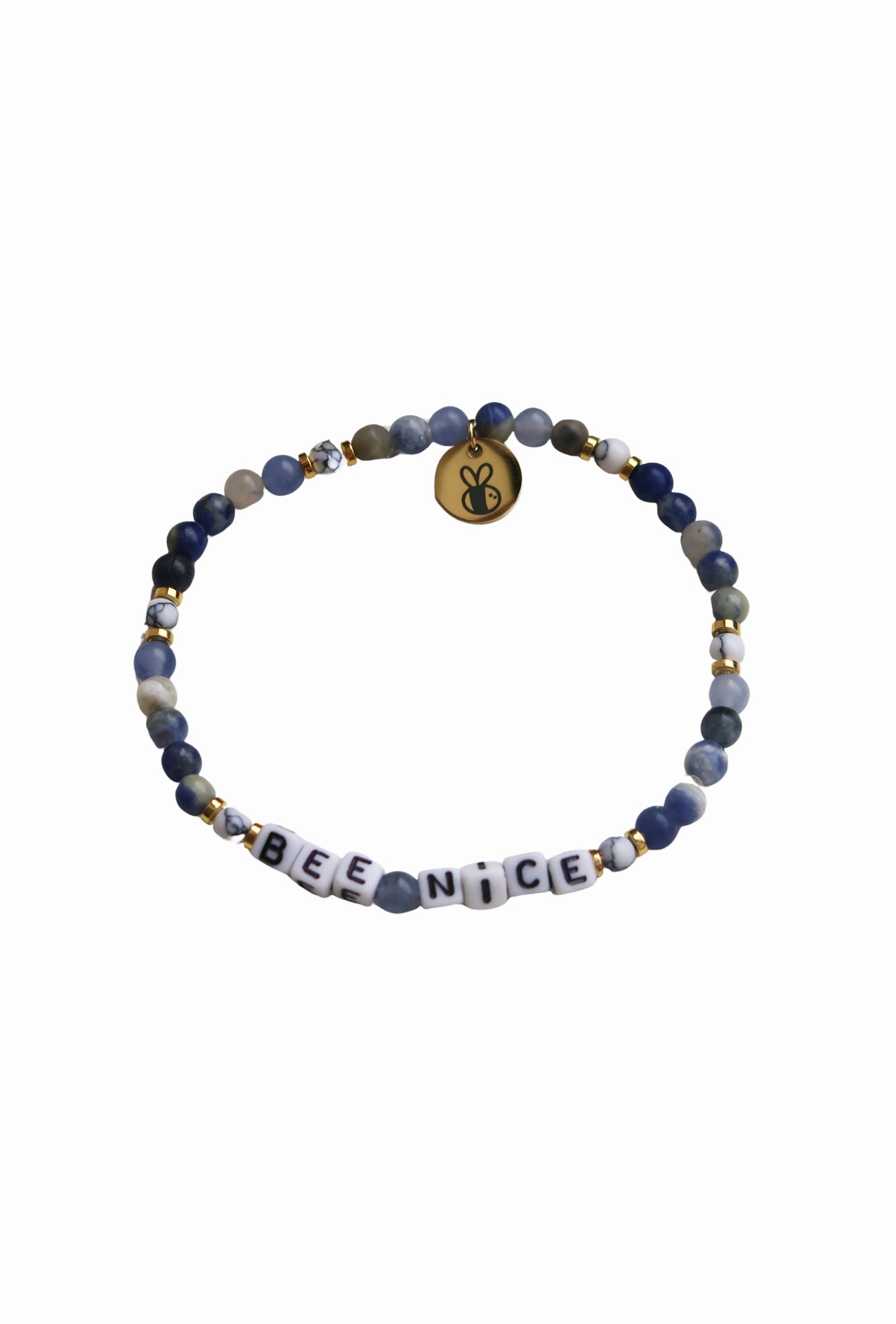 Beaded "BEE NICE" Bracelet in Blue