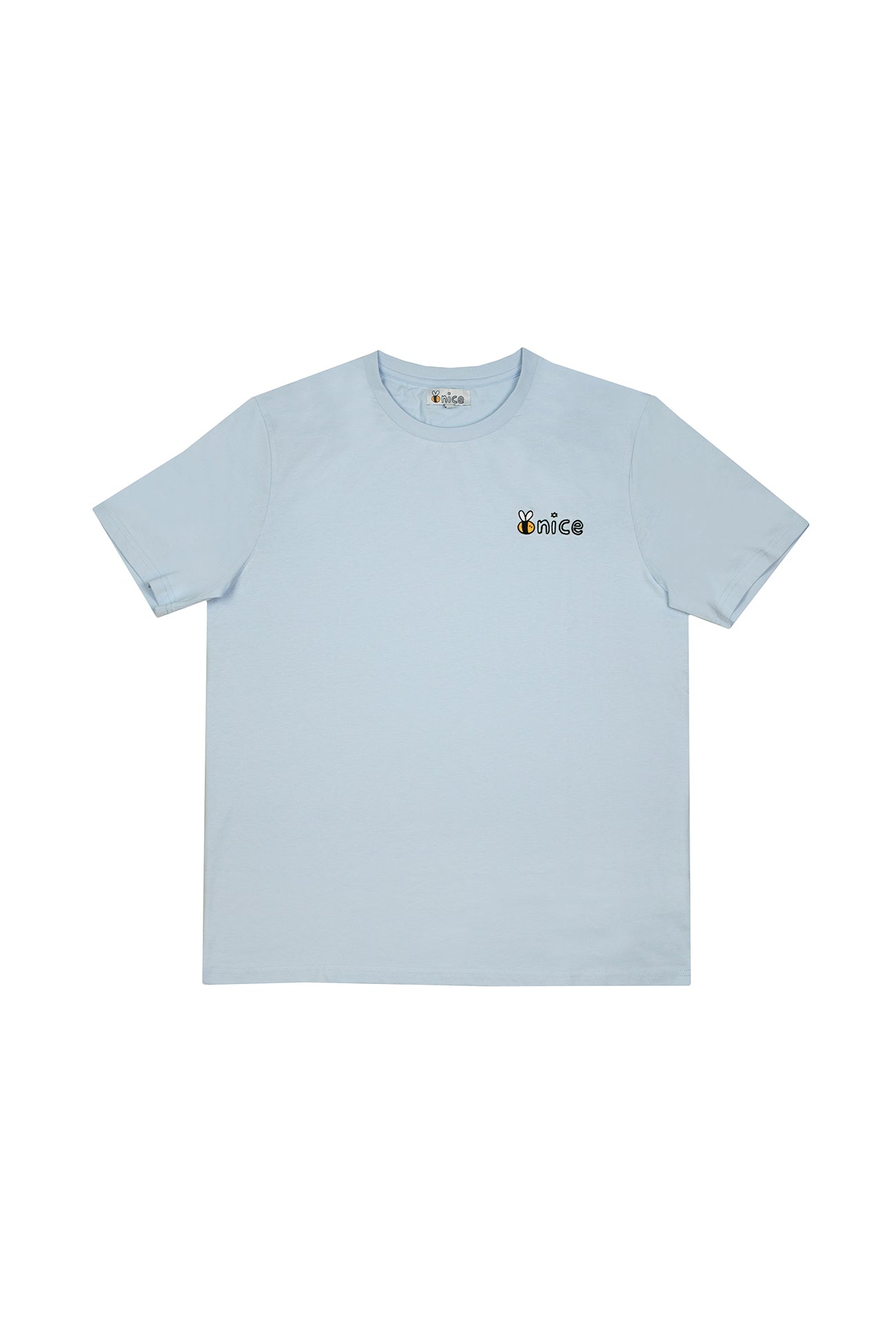 Bee Nice Embroidered Logo Tee in Ice Blue