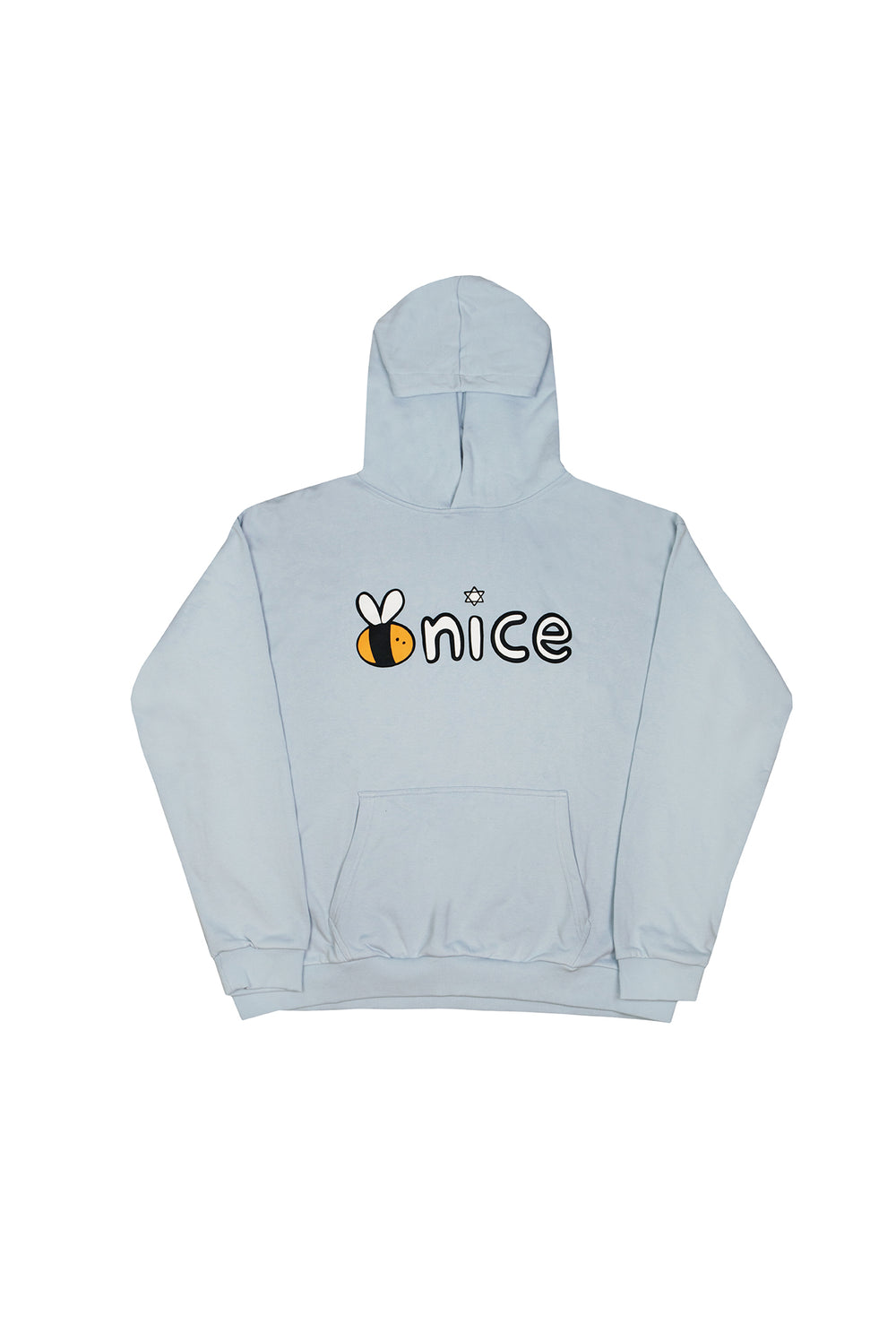 Bee Nice Puff Print Hoodie in Ice Blue