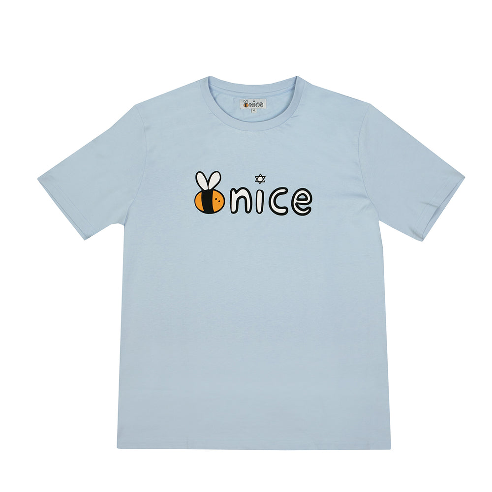 Bee Nice Logo Tee in Ice Blue