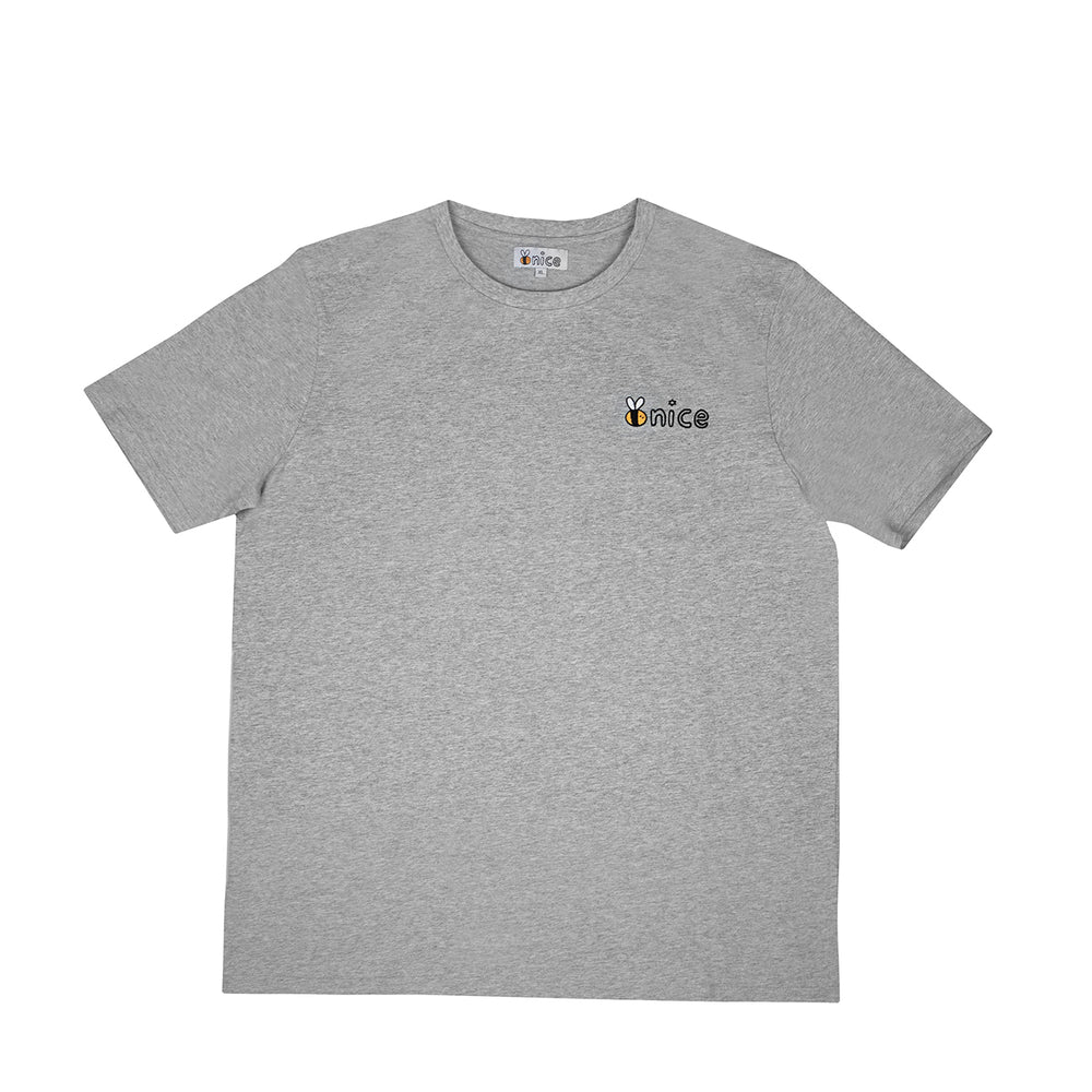 Bee Nice Embroidered Logo Tee in Heather Gray