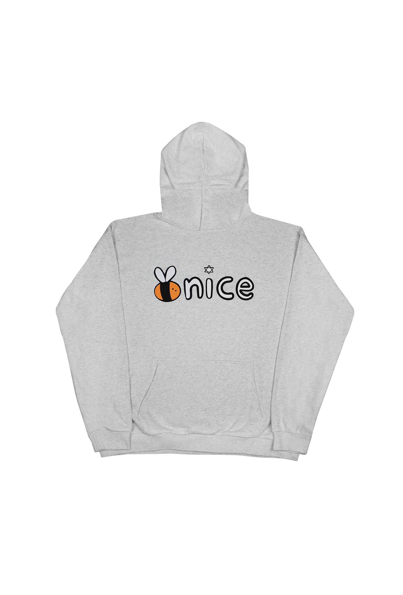 Bee Nice Puff Print Hoodie in Heather Gray