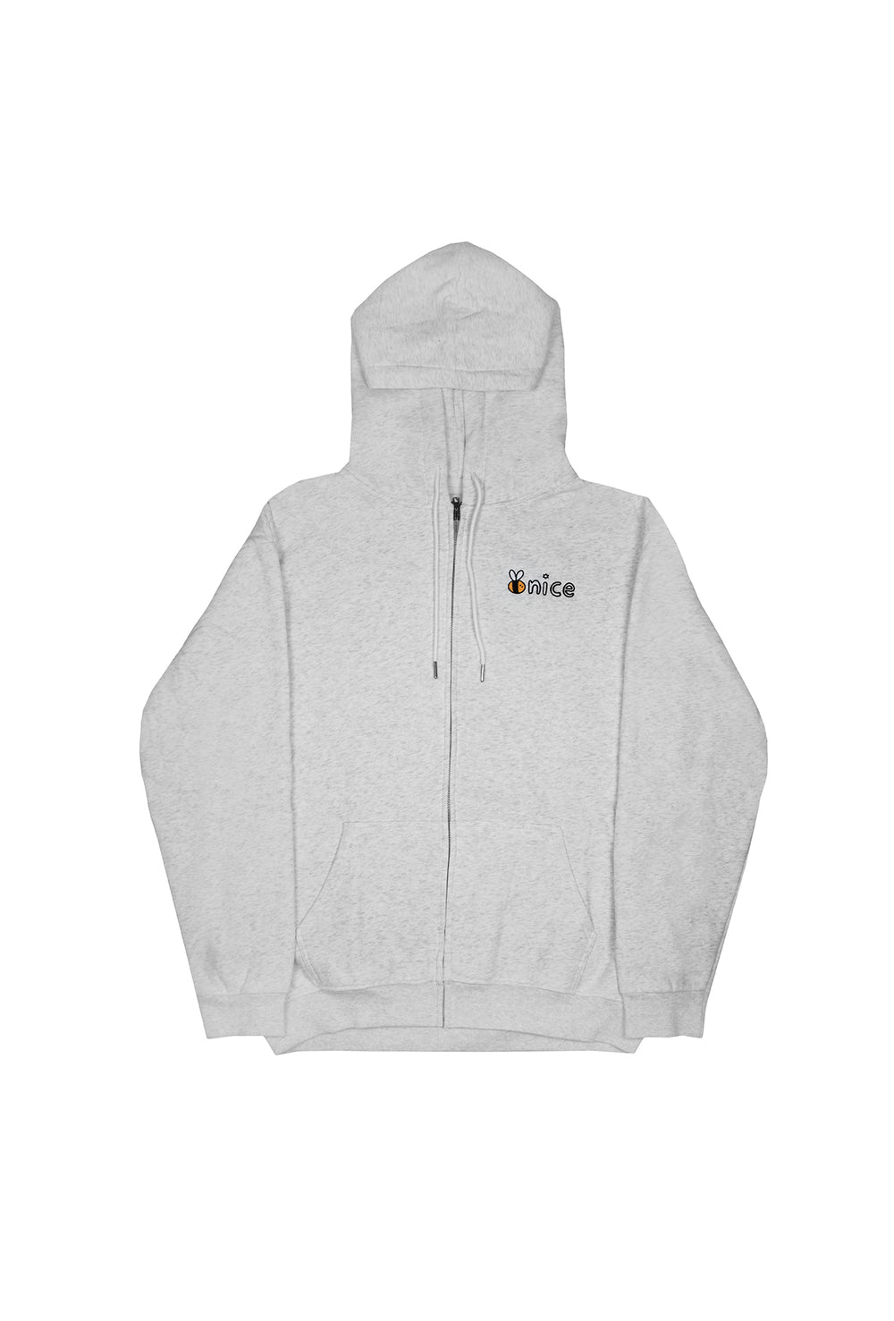 Bee Nice Embroidered Zip Up in Heather Gray