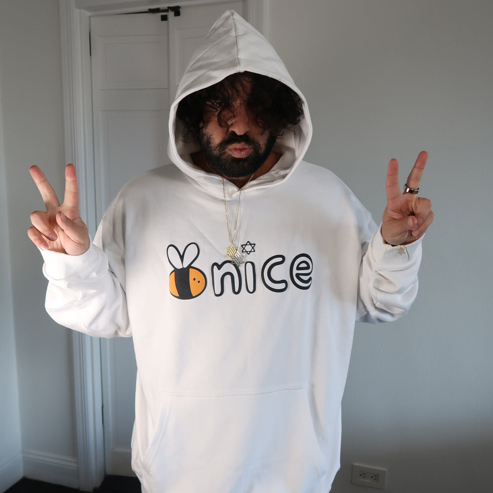 
                      
                        Bee Nice Puff Print Hoodie in Schmear
                      
                    