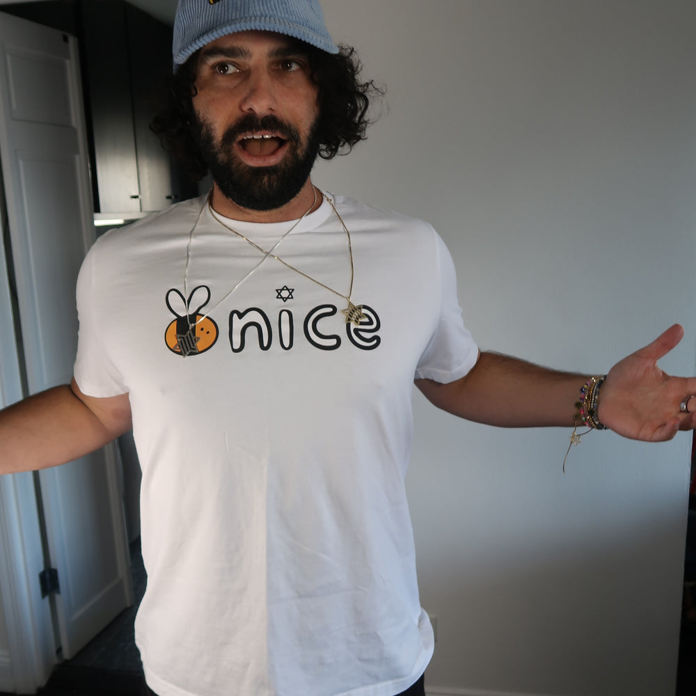 
                      
                        Bee Nice Logo Tee in Schmear
                      
                    