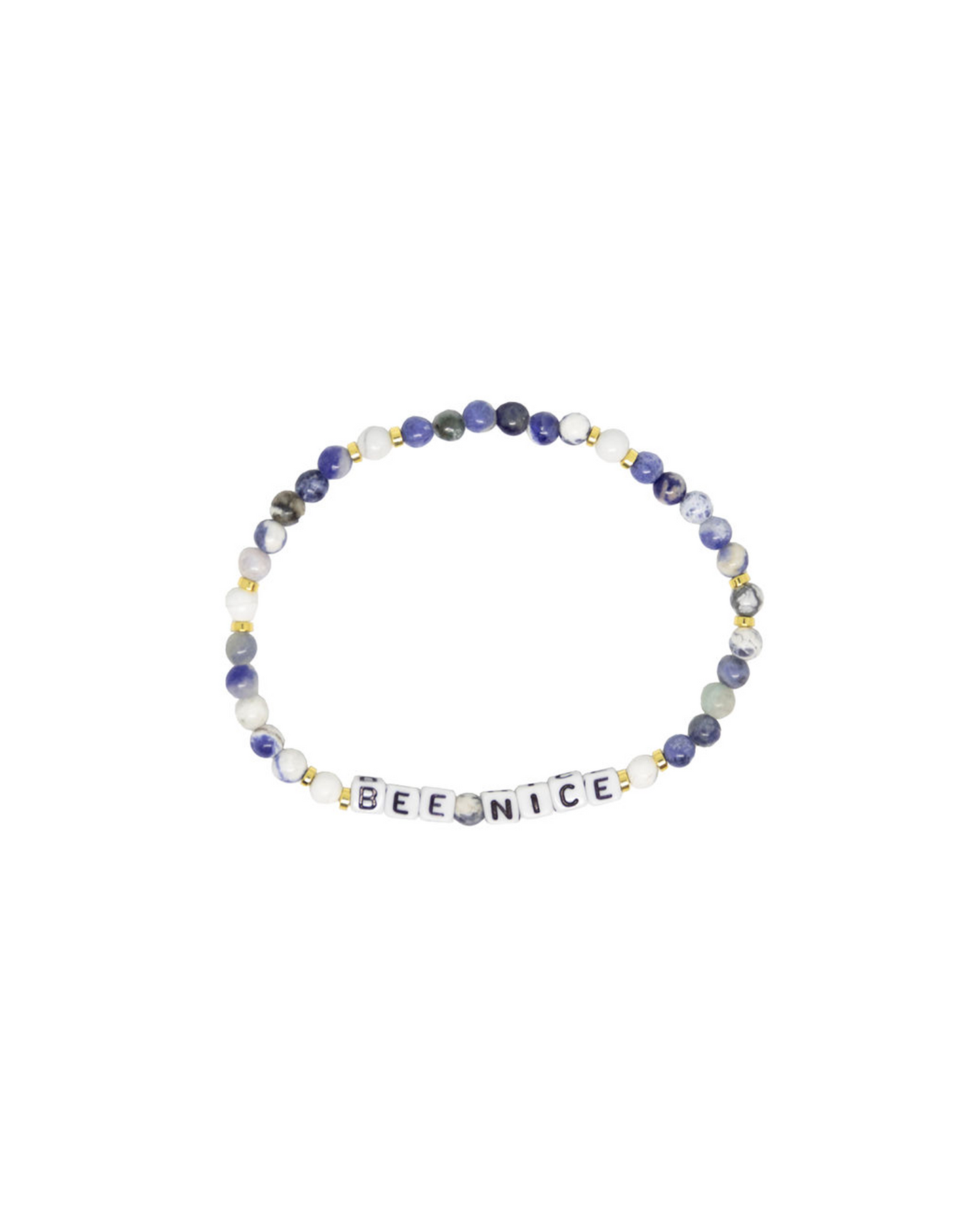 Beaded "BEE NICE" Bracelet in Blue