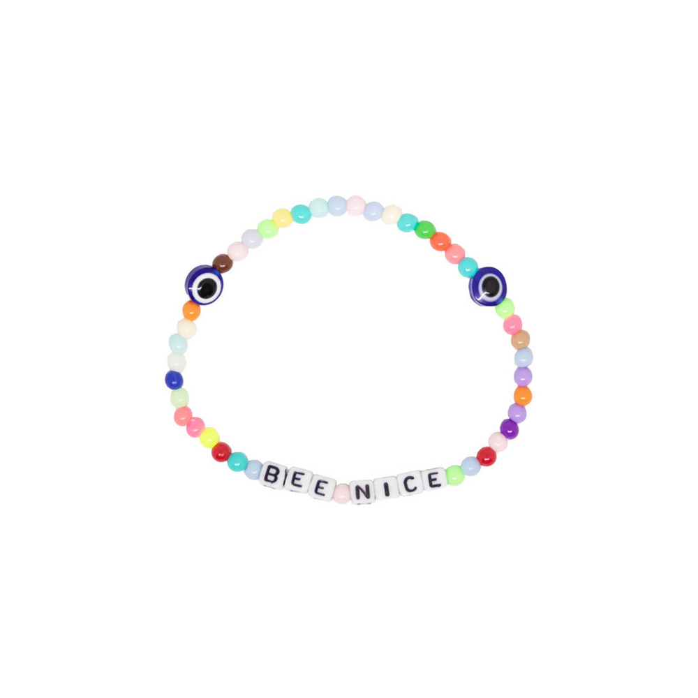 
                      
                        Beaded "BEE NICE" Bracelet in Multi
                      
                    